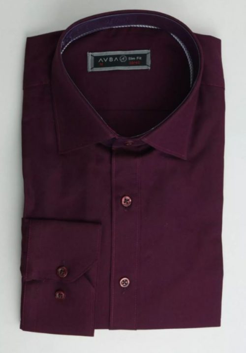 HEREN KATOEN BORDEAUX ROOD OVERHEMD SF 02