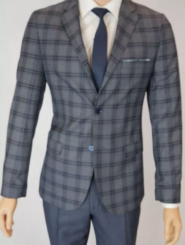 3-delig blauw visgraat tweed geruit klassiek pak voor jongens 3-delig blauw visgraat tweed geruit klassiek pak voor jongens